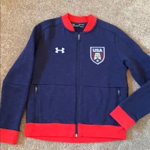 🇺🇸 Under Armour USA Zip Up Jacket Red White and Blue Sz Medium